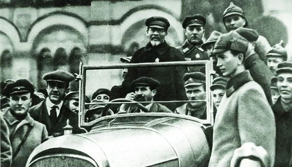 An early Prombron’ armoured car with passengers, 1920s, archive photograph