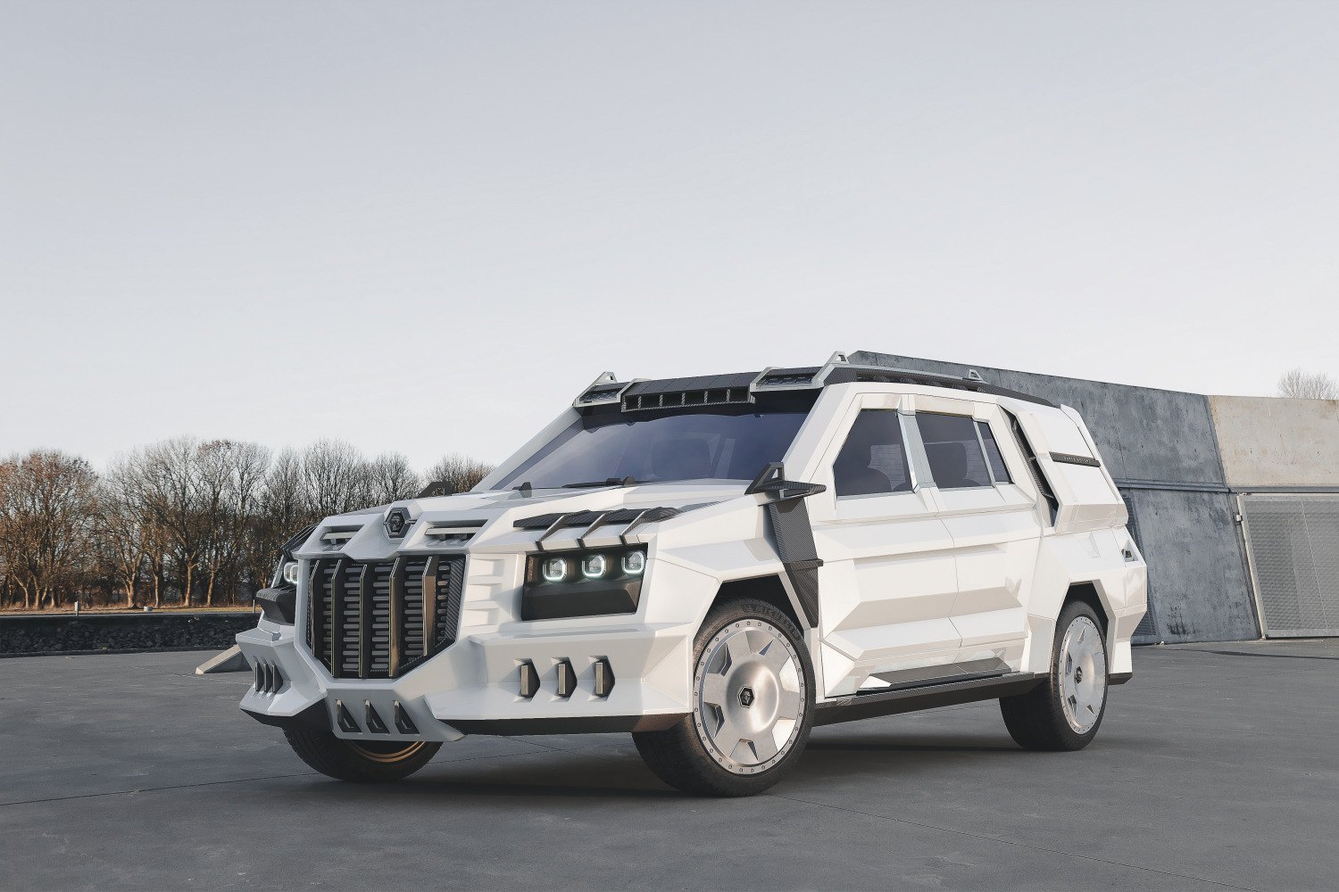 DARTZ Prombron’ Black Alligator MMXX in white, front three-quarter