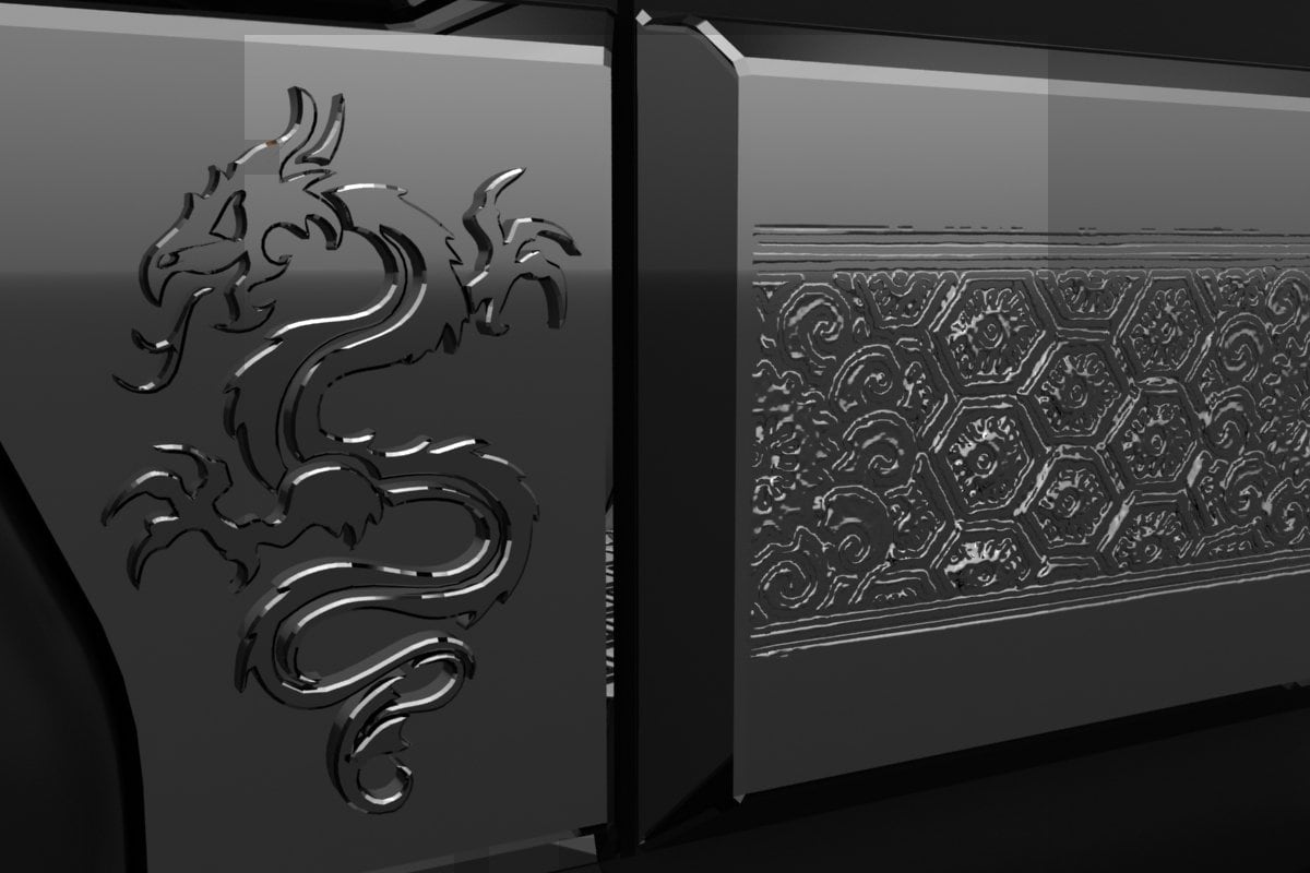Sculpted dragon relief on the Black Dragon door